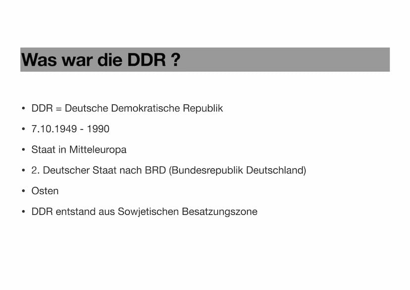 DDR
Deutsch Präsentation
Feride Ajvazi 13.01.2021
A Inhaltsverzeichnis
1. Was war die DDR?
2. Sowjetunion kurz erklärt
3. Die Aufteilung der