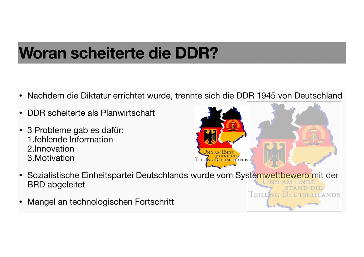 DDR
Deutsch Präsentation
Feride Ajvazi 13.01.2021
A Inhaltsverzeichnis
1. Was war die DDR?
2. Sowjetunion kurz erklärt
3. Die Aufteilung der