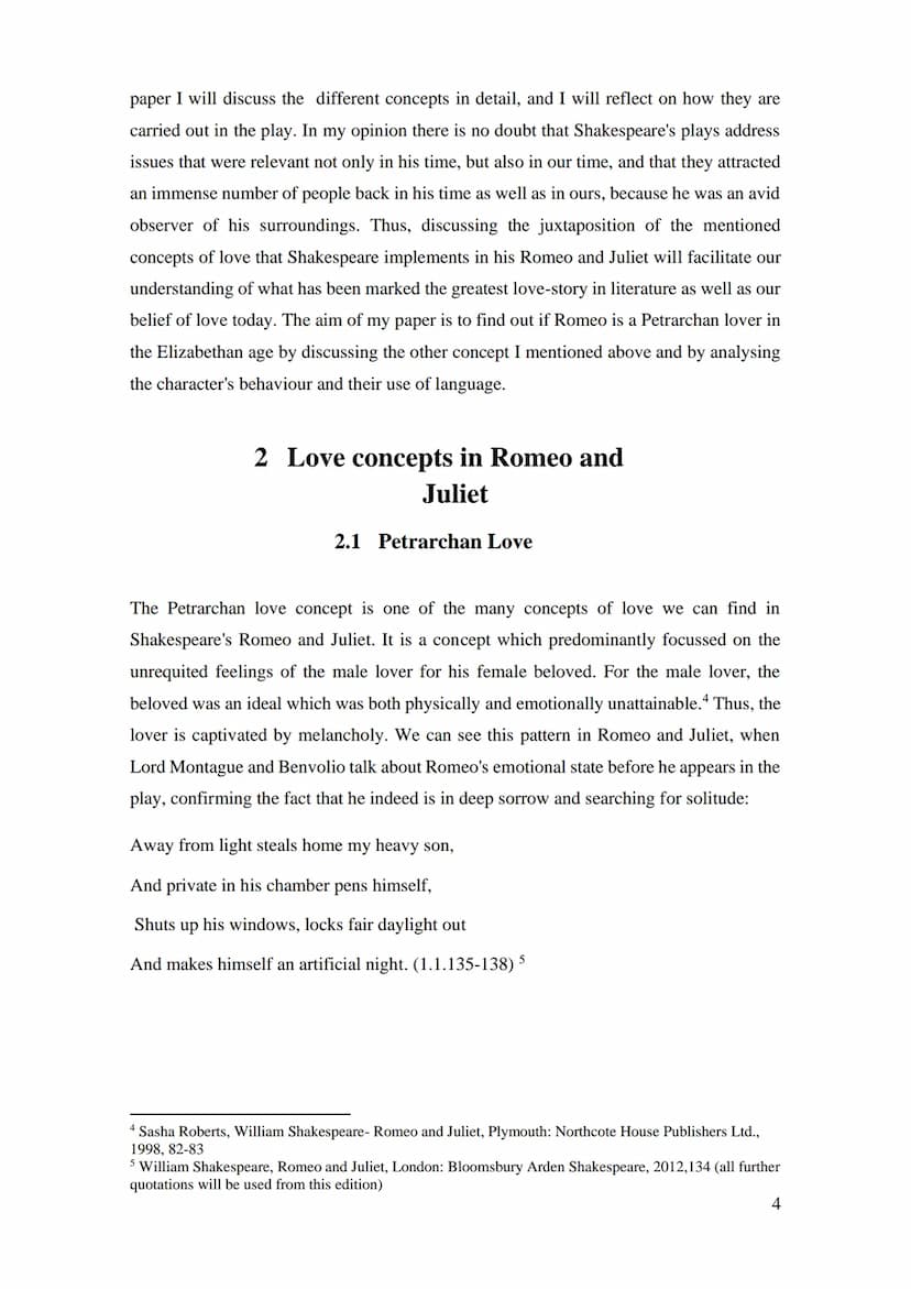 03 0060
SUED
Facharbeit
Concepts of love in Shakespeare's Romeo and Juliet
Romeo as a Petrarchan lover in the Elizabethan age?
Name
Stufe:
E