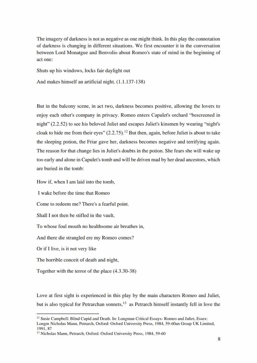 03 0060
SUED
Facharbeit
Concepts of love in Shakespeare's Romeo and Juliet
Romeo as a Petrarchan lover in the Elizabethan age?
Name
Stufe:
E