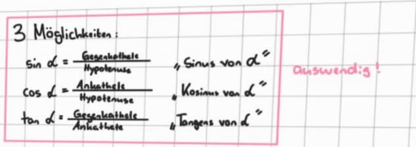 VIII. Trigonometrie
1. Seitenverhältnisse und Winkel im rechtwinkligen Dreieck
A
CA
C₁
S
a
B₁
62
a₁
Ankathete (von)
2
Hypotenuse
Die beiden 