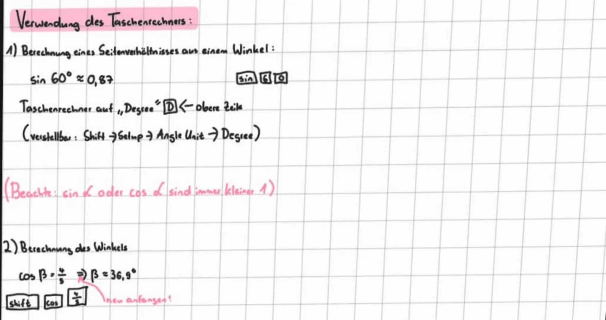 VIII. Trigonometrie
1. Seitenverhältnisse und Winkel im rechtwinkligen Dreieck
A
CA
C₁
S
a
B₁
62
a₁
Ankathete (von)
2
Hypotenuse
Die beiden 