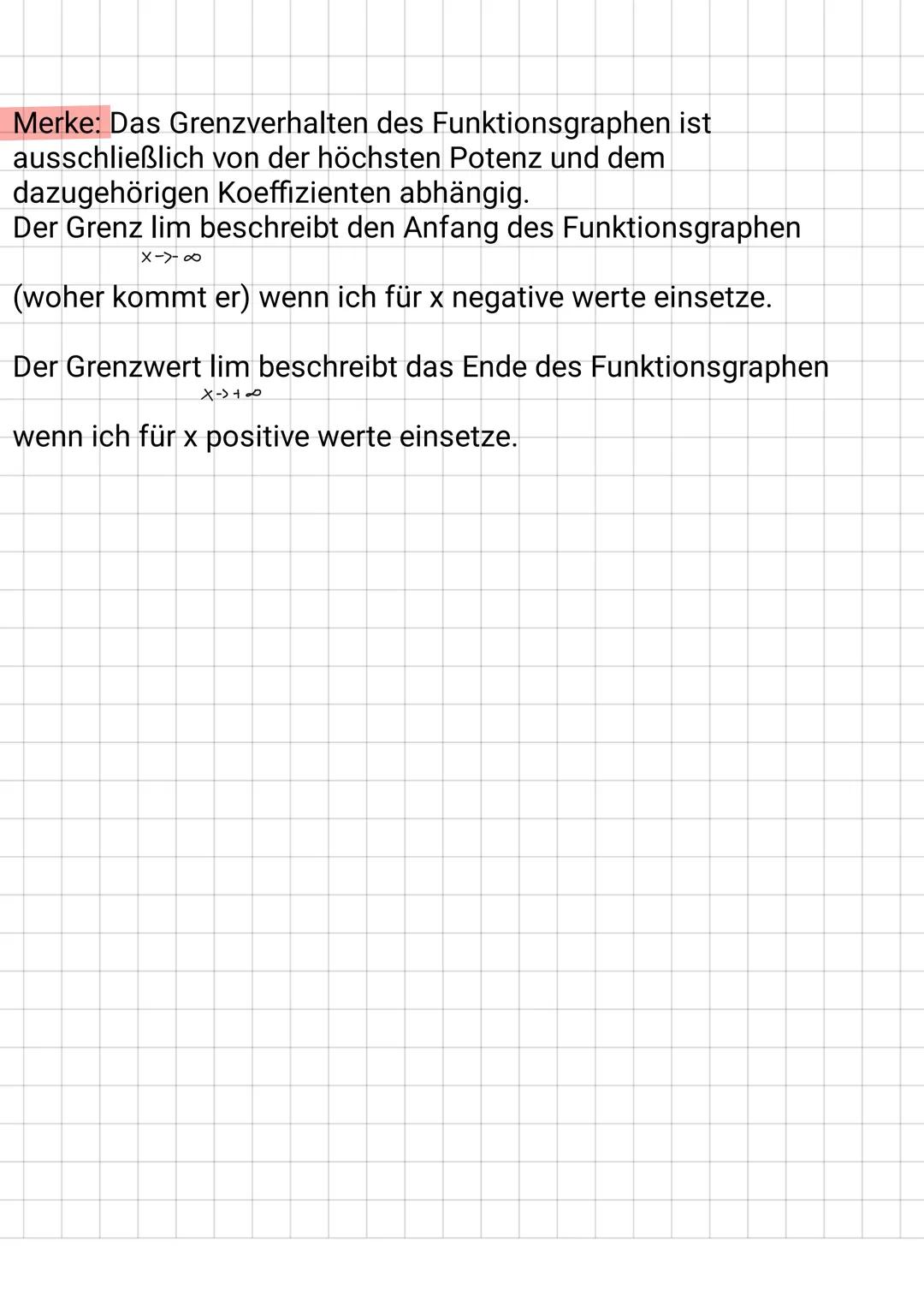 # Grenzverhalten

06.10.23

beim Grenzverhalten geht es darum, den verlauf des
Funktionsgraphen im unendlichen bzw. an seinen
Definitionsrän