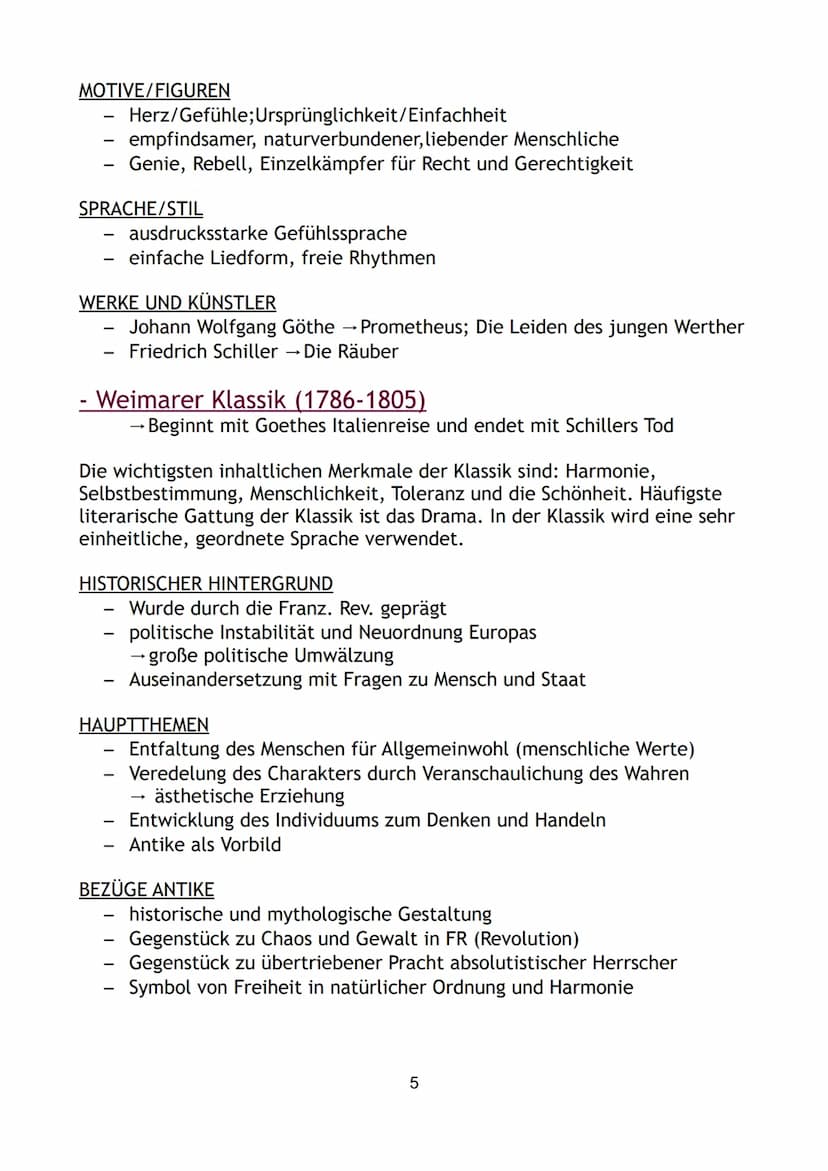 Inhalt
1. Epochen
- Aufklärung
Sturm und Drang
Weimarer Klassik
Romantik
Vormärz
- Realismus
Expressionismus
Moderne
Literatur nach 1945
- L