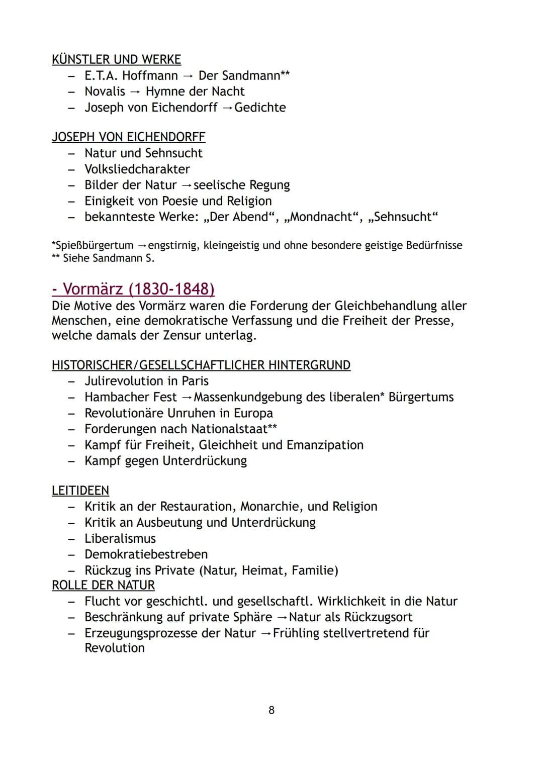 Inhalt
1. Epochen
- Aufklärung
Sturm und Drang
Weimarer Klassik
Romantik
Vormärz
- Realismus
Expressionismus
Moderne
Literatur nach 1945
- L