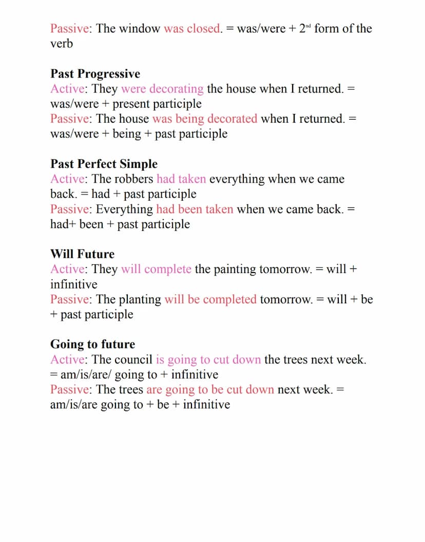 Passive voice
Formation: To be' in the correct tense+ past participle (3rd
form of the verb)
Present simple
Active: My mother writes an emai