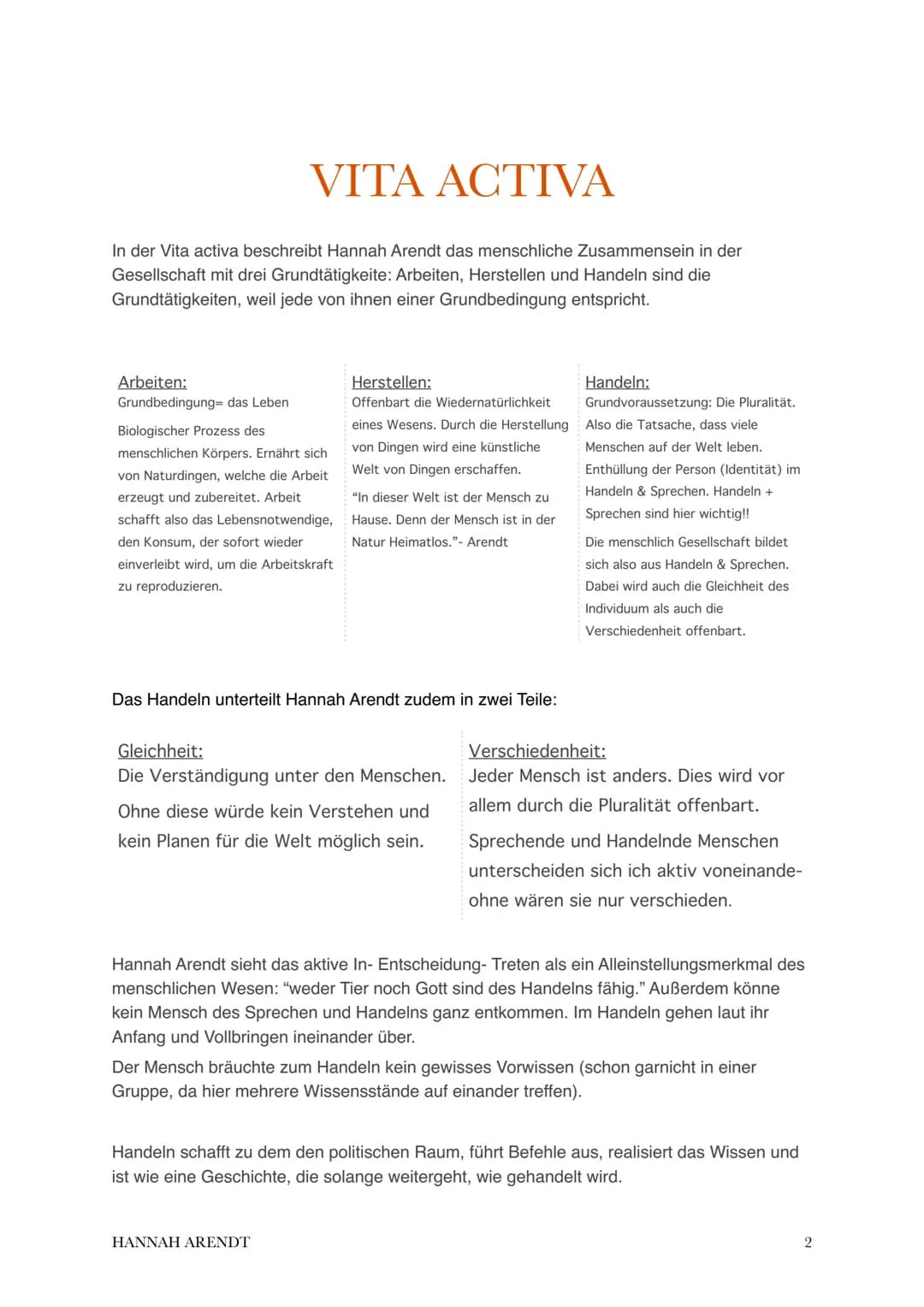 Hand- Out: ,,Hannah Arendt"
Jessica, Nico & Katharina
18.09.2020
HANNAH ARENDT
Wer war Hannah Arendt:
Hannah Arendt beschäftigte sich schon 