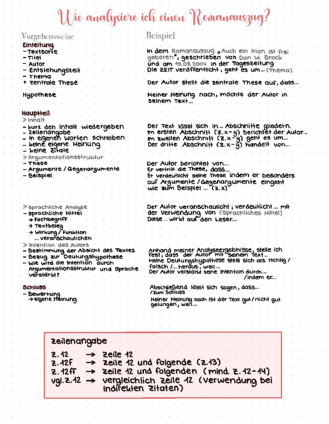 Romanauszug analysieren 