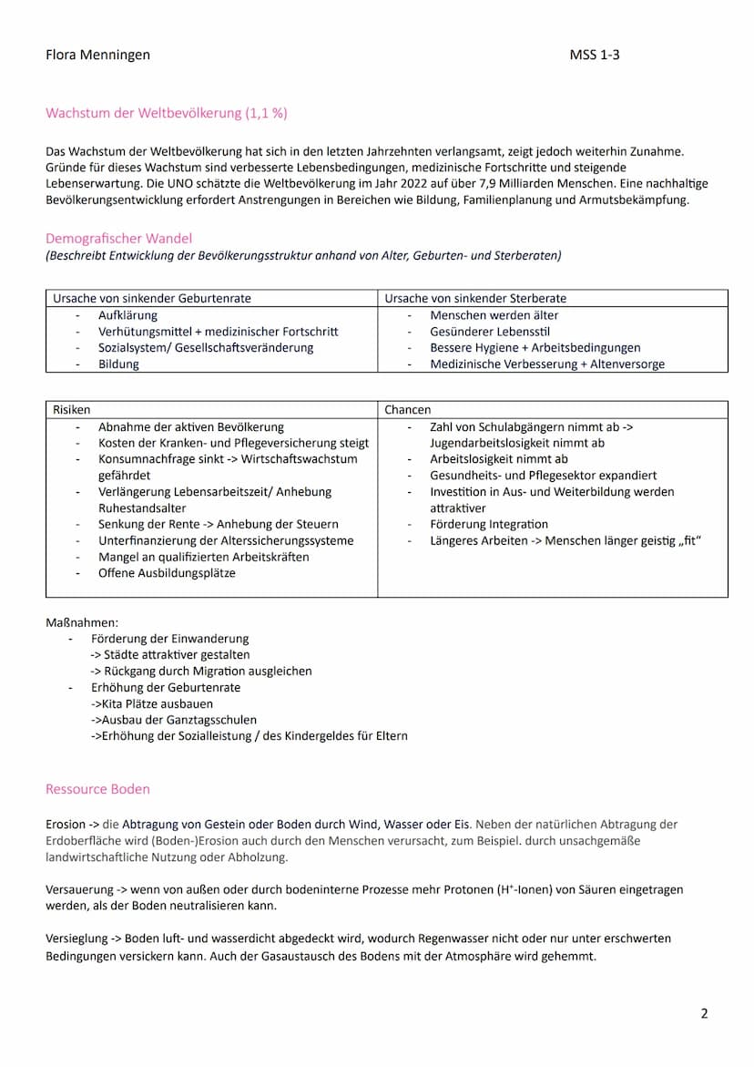 Flora Menningen
Erdkunde LK Abitur Vorbereitung
1. Lebensräume und deren naturbedingte sowie anthropogen bedingte Gefährdung
Im Fokus dieses