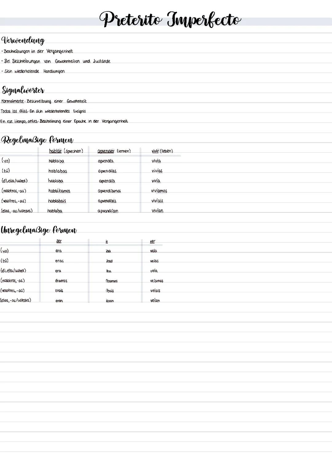 Preterito imperfecto