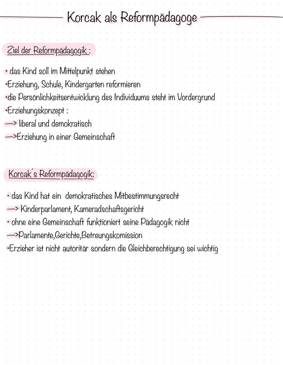 
<p>Die Pädagogik der Liebe nach Janusz Korczak beinhaltet verschiedene Aspekte, die grundlegend für die Erziehung und den Umgang mit Kinder