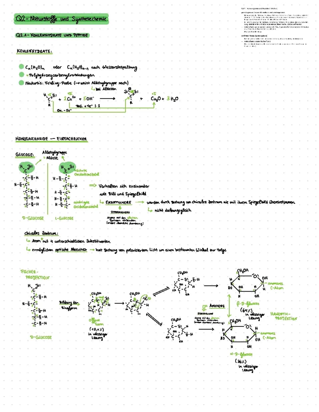 Abi-Lernzettel Chemie Leistungskurs Q2 (Naturstoffe und Synthesechemie)