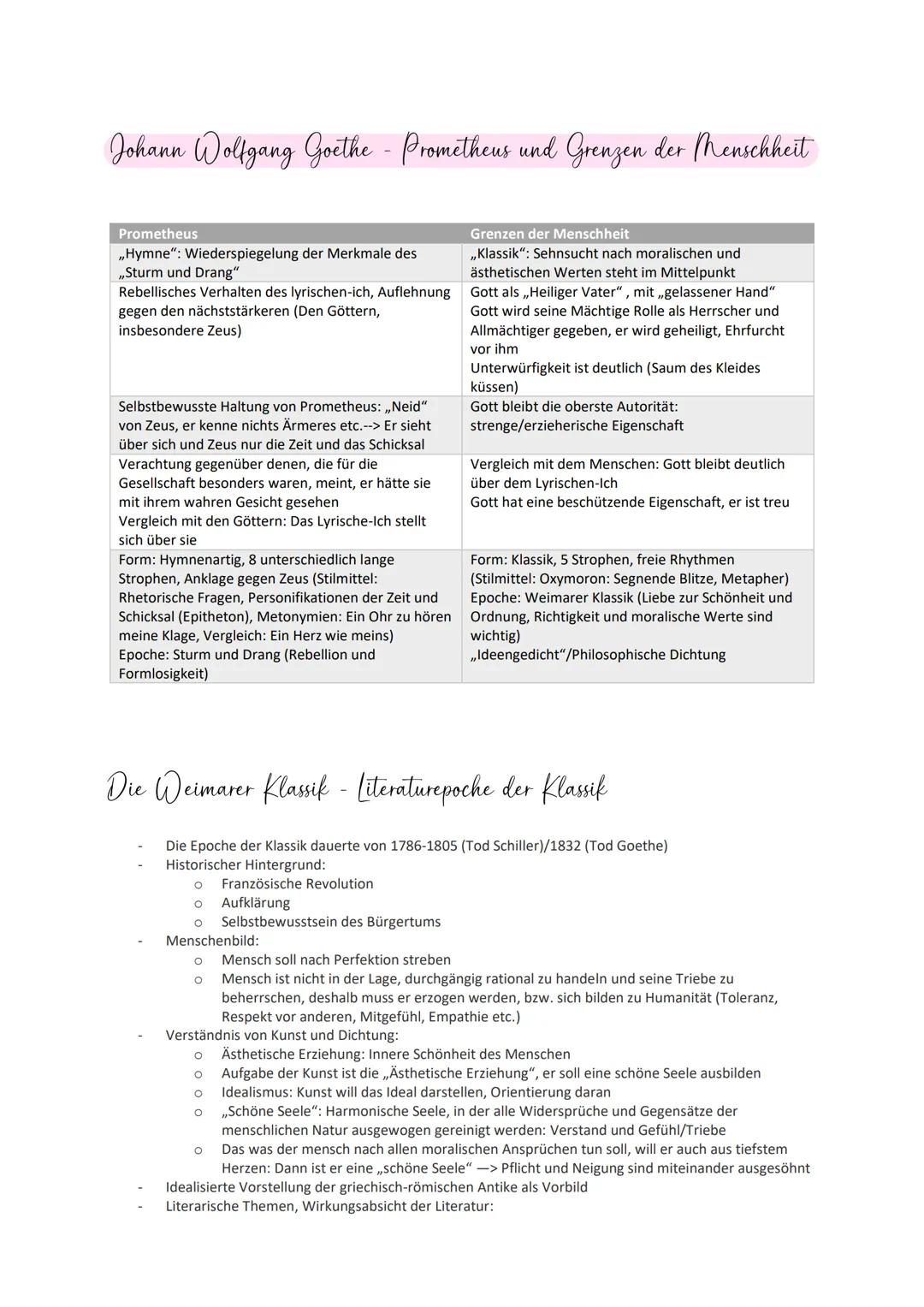 Johann Wolfgang Goethe - Prometheus und Grenzen der Menschheit
Prometheus
,,Hymne": Wiederspiegelung der Merkmale des
,,Sturm und Drang"
Reb
