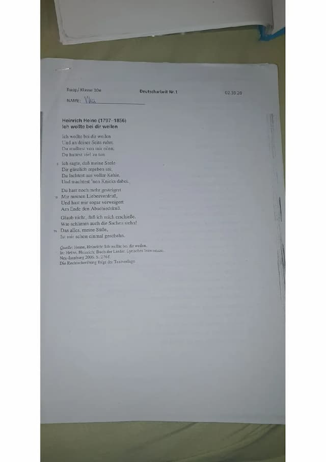 Know Heinrich Heine: Ich wollte bei dir weilen thumbnail