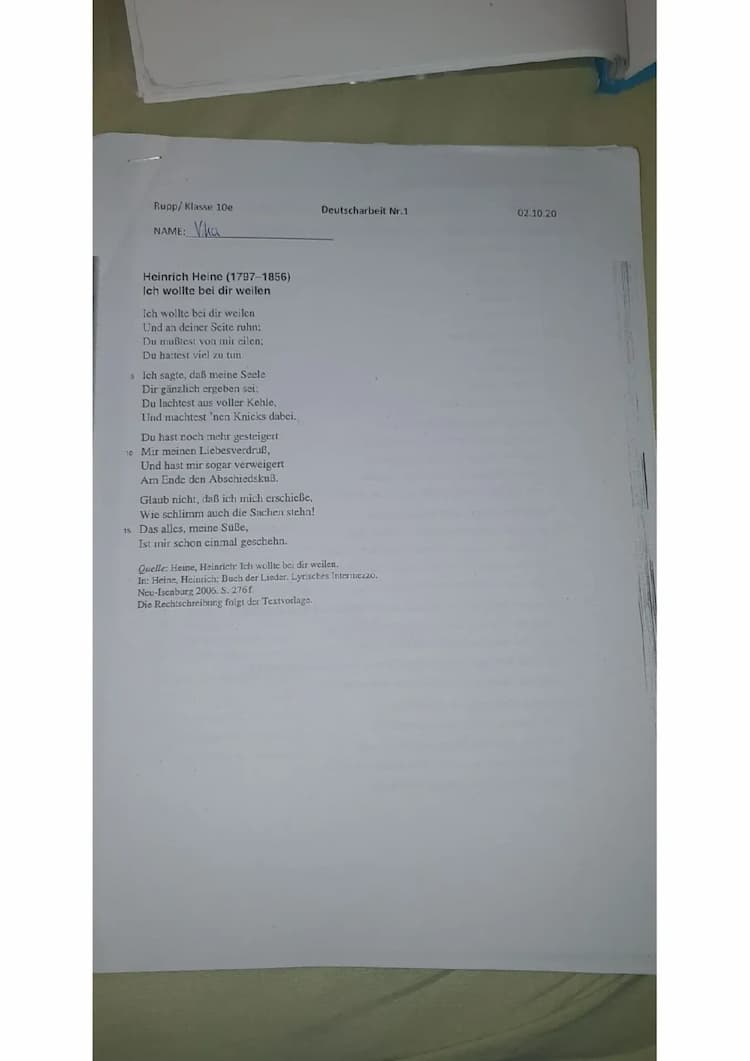 Know Heinrich Heine: Ich wollte bei dir weilen thumbnail