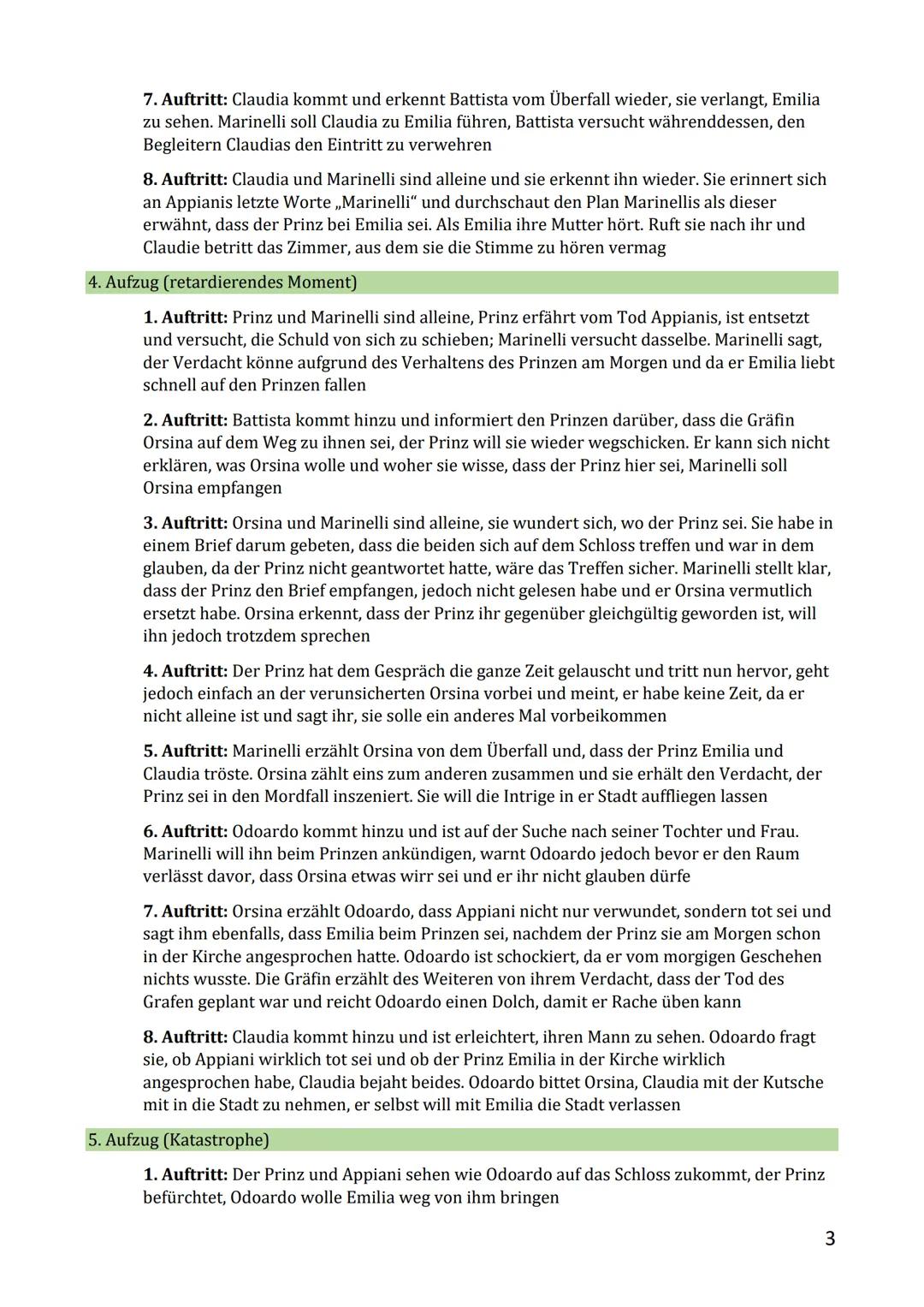 # Emilia Galotti – Handlung

1.  Aufzug

1.  Aufritt: Der Prinz bearbeitet seine Bittschriften und findet eine Bittschrift von einer
    Emi