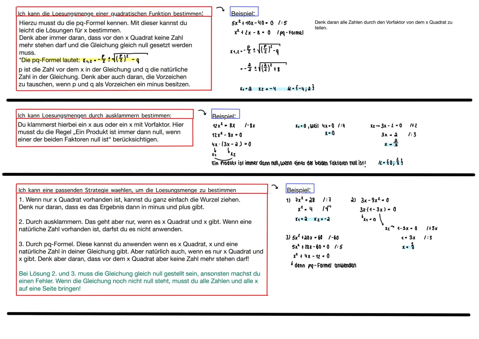 Ich kann Gleichungen aus dem Graphen ablesen:
*Scheitelpunktform: f(x)-a-(x-d)² + e
WAS MUSS ICH ÜBER QUADRATISCHE FUNKTIONEN WISSEN?
Wenn a