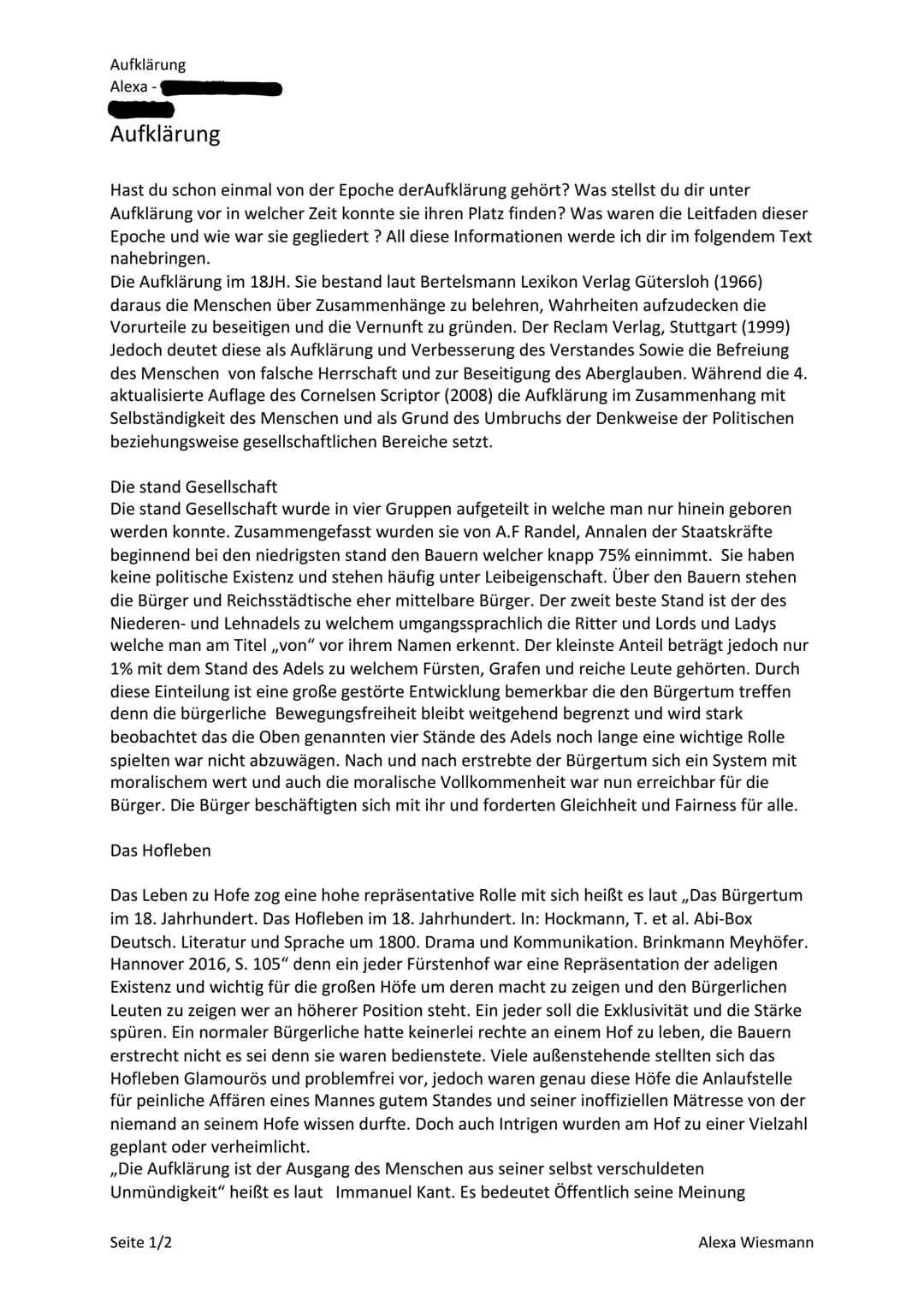 Aufklärung
Alexa -
Aufklärung
Hast du schon einmal von der Epoche derAufklärung gehört? Was stellst du dir unter
Aufklärung vor in welcher Z