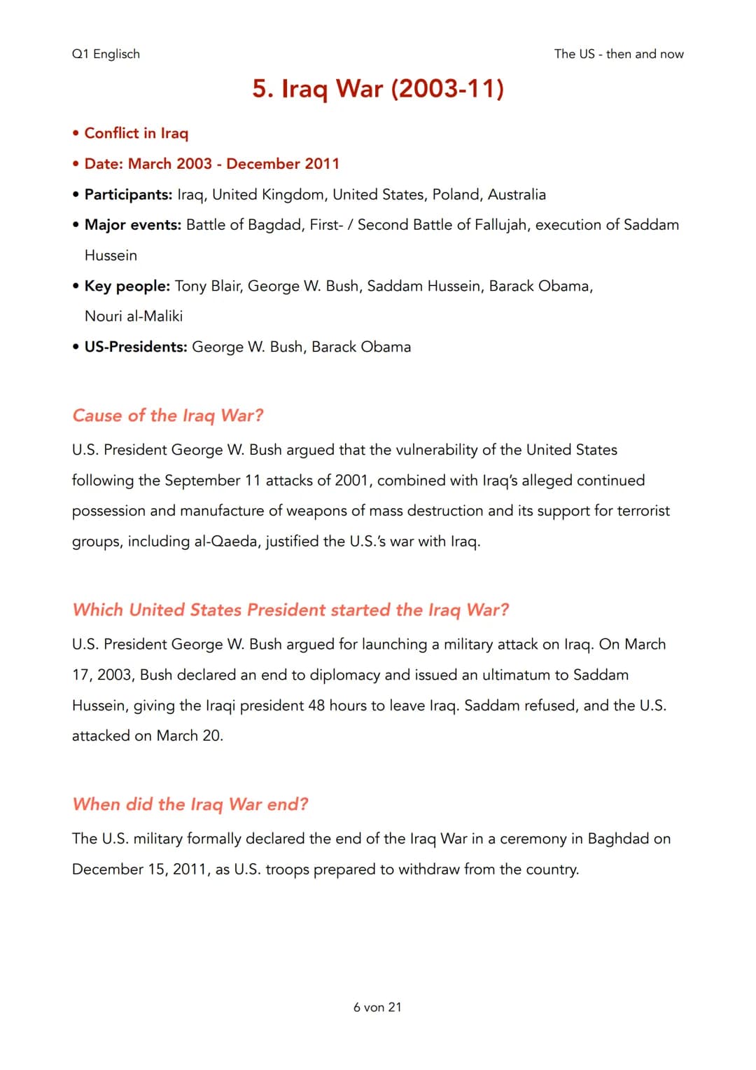 Q1 Englisch
1. Timeline
2. Political system of the USA
3. "The American Dream"
1. Melting pot vs. salad bowl
4. Vietnam War
5. Iraq War
Q1 T