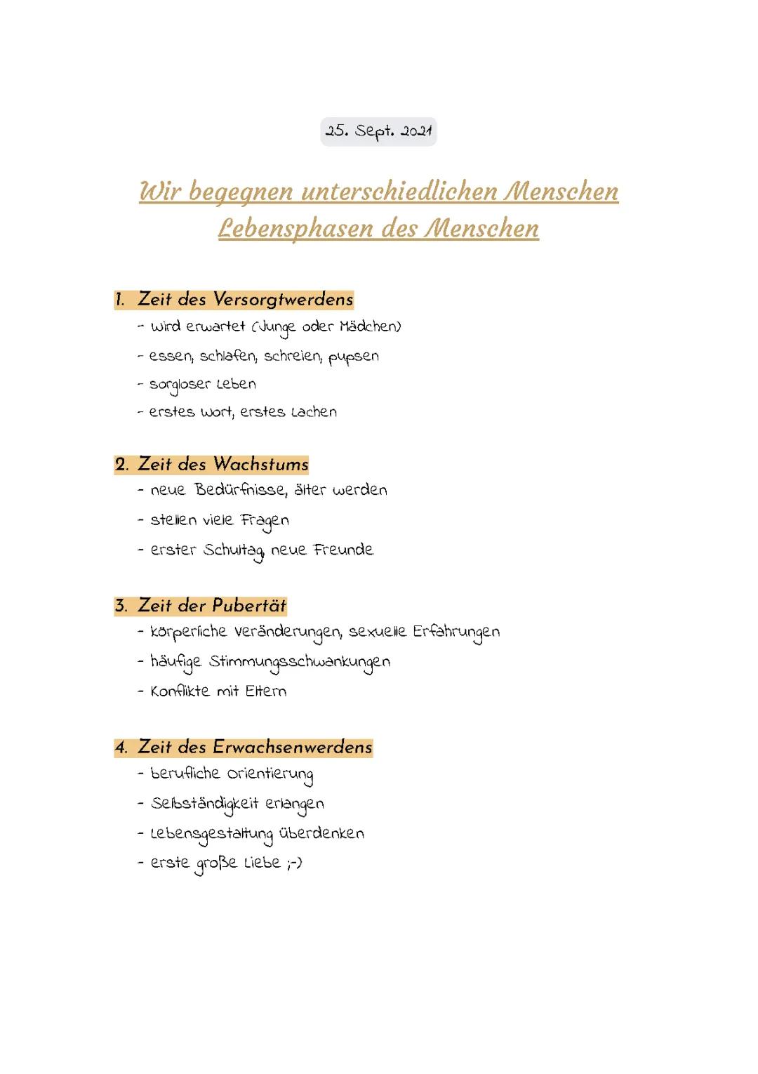 Lebensphasen und Entwicklungsstufen des Menschen – Dein Arbeitsblatt