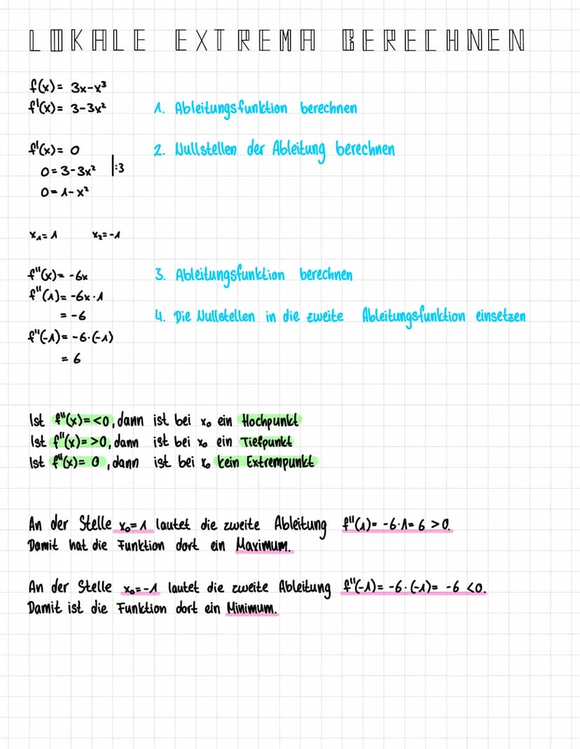 ABLEITUNGSREGELN
Die Ableitung einer Konstanten ist Null:
f(x)=5 → f(x)= 0
Ableitung von x:
f(x)=x f'(x) = 1
Potenzregel
f(x)=x" f'(x) = n.x