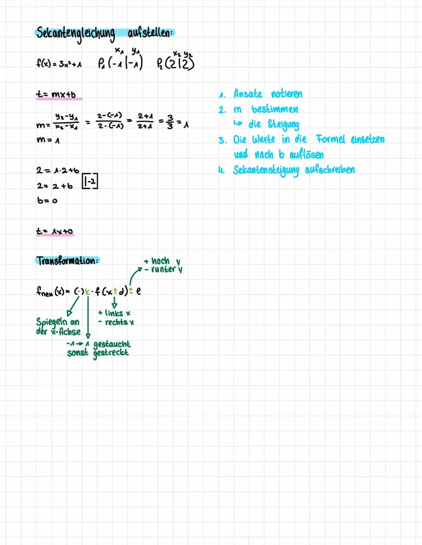 ABLEITUNGSREGELN
Die Ableitung einer Konstanten ist Null:
f(x)=5 → f(x)= 0
Ableitung von x:
f(x)=x f'(x) = 1
Potenzregel
f(x)=x" f'(x) = n.x
