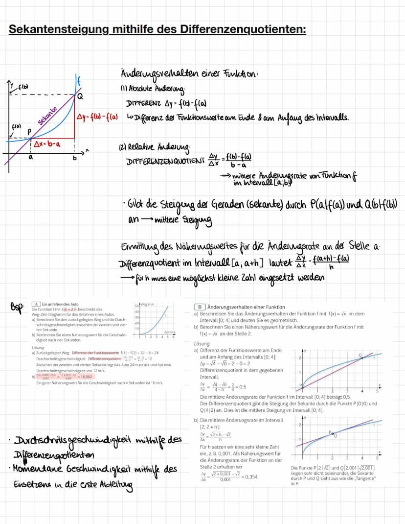 Mathe Lernzettel 21.03
Änderungsrate/ Steigungsgraphen zeichnen:
-Anderungsrate an einer bestimmten Stelle
hangt eng mit der Steilheit des G
