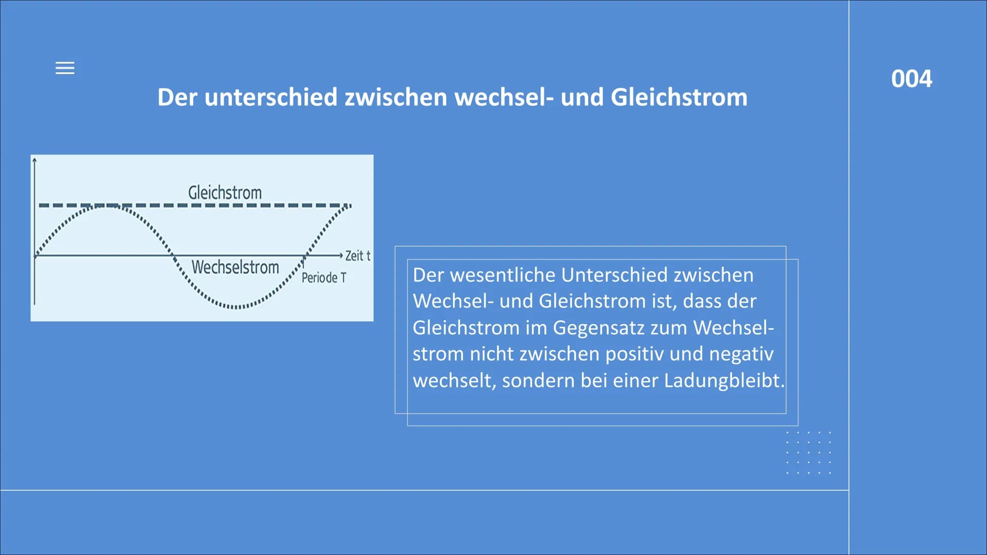 DER
ELEKTROMOTOR
BY AYA & Natalie
DOCE
001 |||
GLIEDERUNG
Was ist ein Elektromotor?
Unterschied zwischen wechsel- und Gleichstrom
Aufbau von