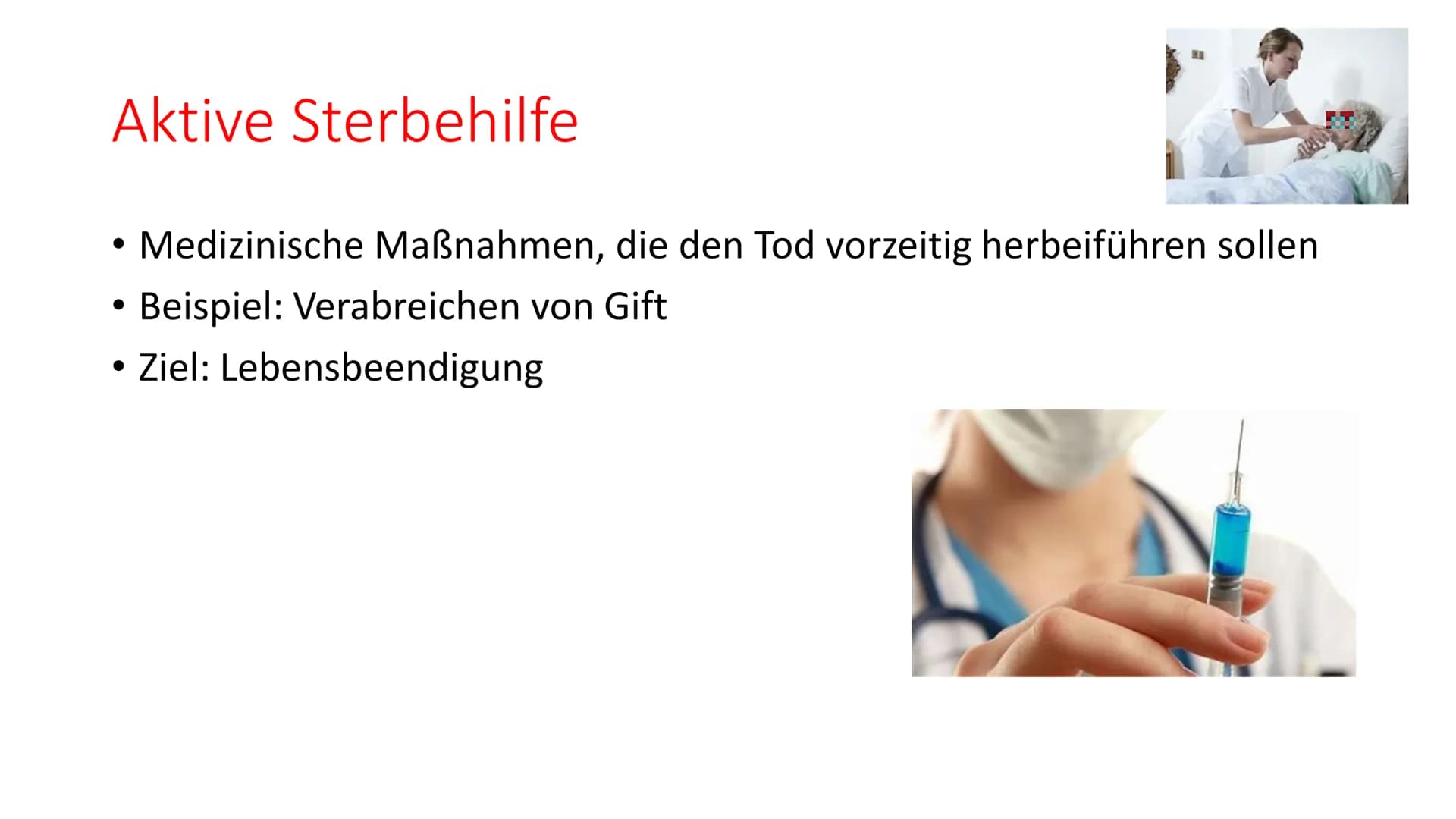 Sterbehilfe
Leiden
Sterbehilfe-
ist der selbstbestimmte Tod moralisch
vertretbar? Gliederung
• Definition
• Formen der Sterbehilfe
->Aktive 