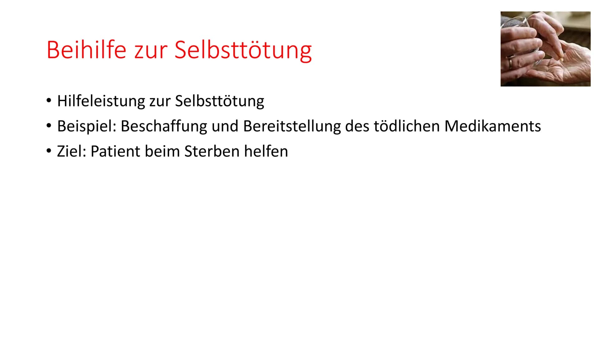 Sterbehilfe
Leiden
Sterbehilfe-
ist der selbstbestimmte Tod moralisch
vertretbar? Gliederung
• Definition
• Formen der Sterbehilfe
->Aktive 