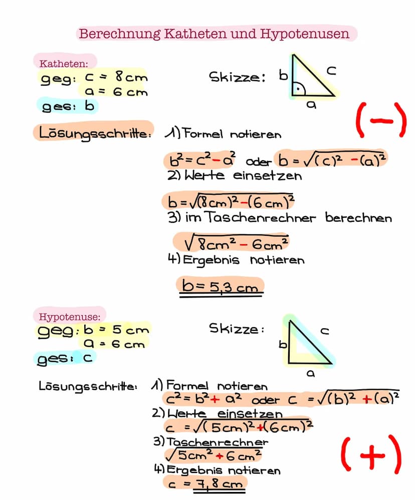 O
B
Cb A
b²
Satz des Pythagoras
Wenn das Dreieck (a,b,c) rechtwinklig ist, dann ist der
Flächeninhalt des Hypotenusenquadrates gleich der Su