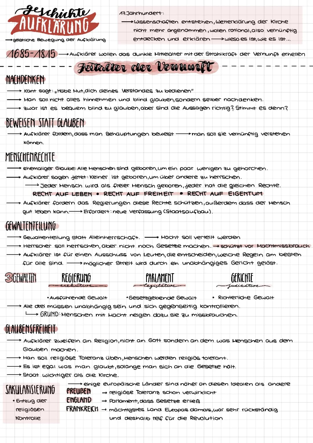 Aufklärung Geschichte Grundkurs Zusammenfassung