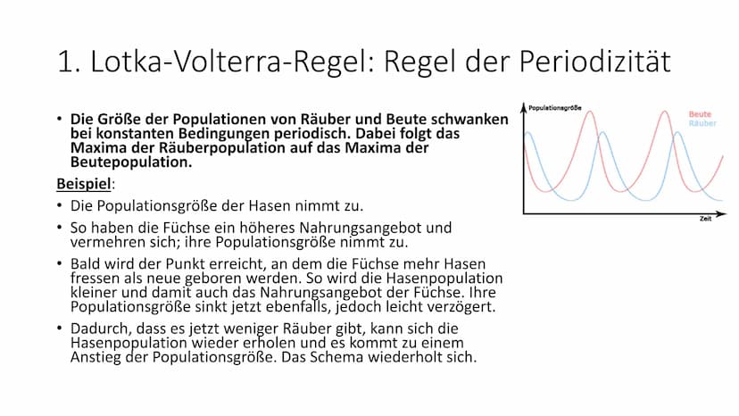Lotka-Volterra-Regeln 1925/26 - Alfred J. Lotka und Vito Volterra Räuber-Beute-Beziehung
Weniger Füchse
• weniger Nahrung für
die Füchse
• H