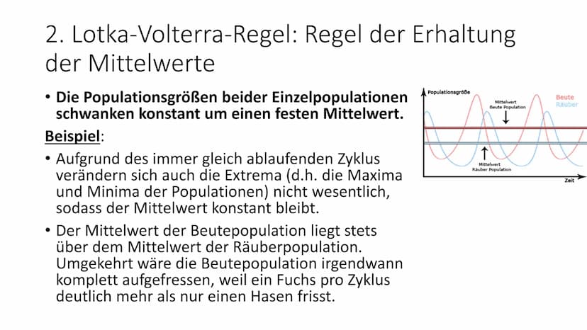 Lotka-Volterra-Regeln 1925/26 - Alfred J. Lotka und Vito Volterra Räuber-Beute-Beziehung
Weniger Füchse
• weniger Nahrung für
die Füchse
• H