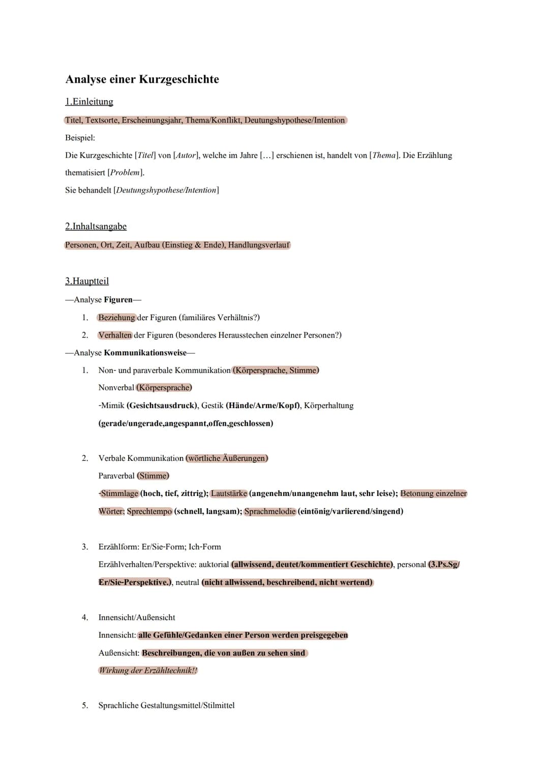 Analyse einer Kurzgeschichte
1.Einleitung
Titel, Textsorte, Erscheinungsjahr, Thema/Konflikt, Deutungshypothese/Intention
Beispiel:
Die Kurz