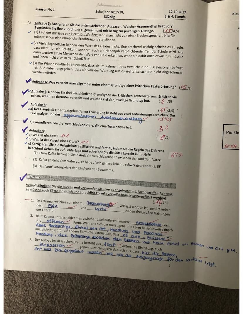 Klausur Nr. 1
Sabine
Schuljahr 2017/18,
KS2/Bg
(4,574,5)
Aufgabe 5: Analysieren Sie die unten stehenden Aussagen. Welcher Argumenttyp liegt 