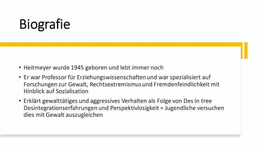 Wilhelm
Heitmeyer Inhaltsverzeichnis
●
●
●
●
Biografie
Individualisierung
Desintegrationspotebziale
Verunsicherung
Gewalt & Formen der Gewal