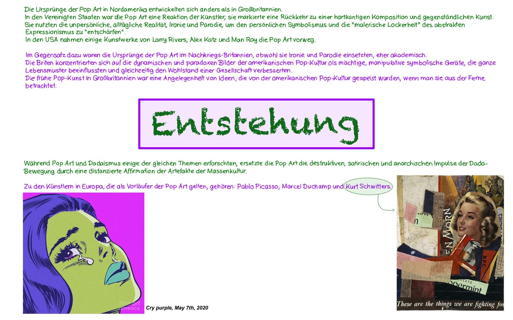 Pop Art, kurz für popular art
(engl. popular = volkstümlich, beliebt),
ist eine Kunstrichtung die Mitte der
1950er Jahre unabhängig voneinan