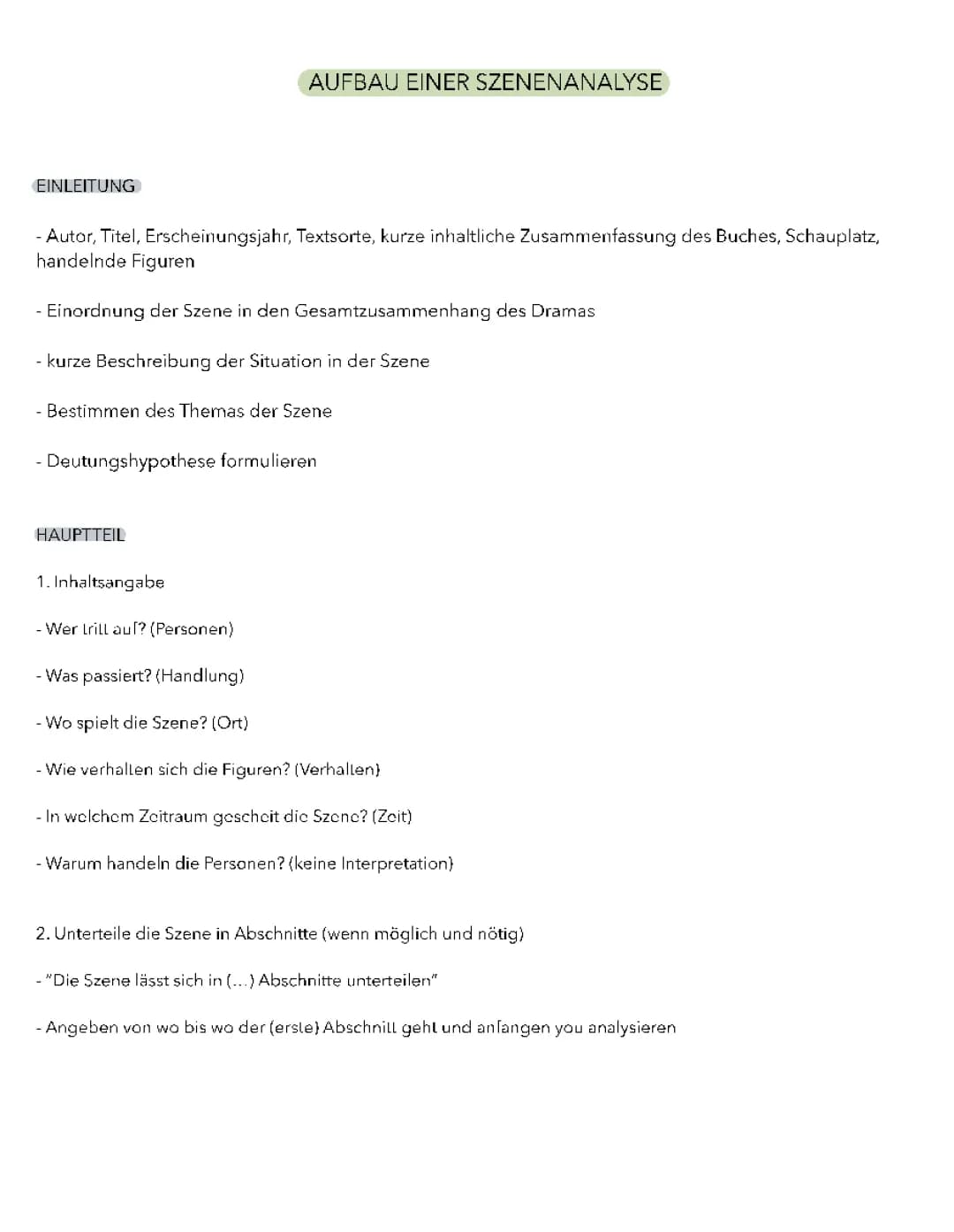 Szenenanalyse Beispiel und Checkliste: Einleitung, Hauptteil und Woyzeck