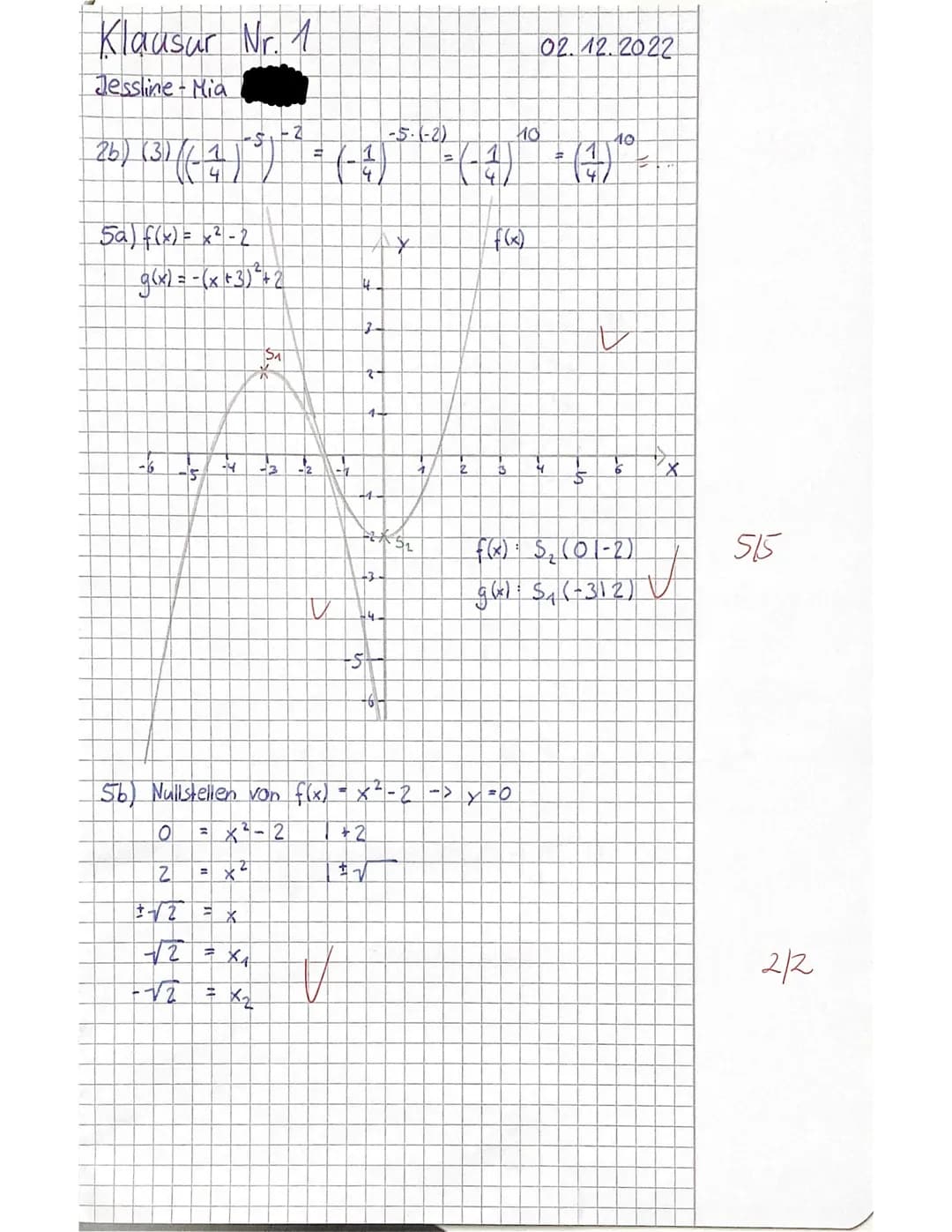Schuljahr 2022/23
Fach: Mathematik
Klasse 11
Fachlehrer:
Hilfsmittelfreier Teil
1.) Berechne!
26 = 64
√144=
81 = 송
(-3)³ = -27
1-1/
=
4.)
Kl