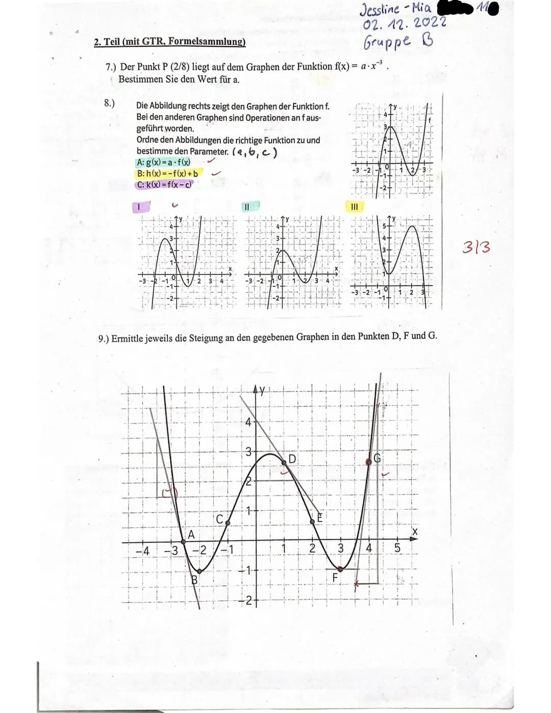Schuljahr 2022/23
Fach: Mathematik
Klasse 11
Fachlehrer:
Hilfsmittelfreier Teil
1.) Berechne!
26 = 64
√144=
81 = 송
(-3)³ = -27
1-1/
=
4.)
Kl