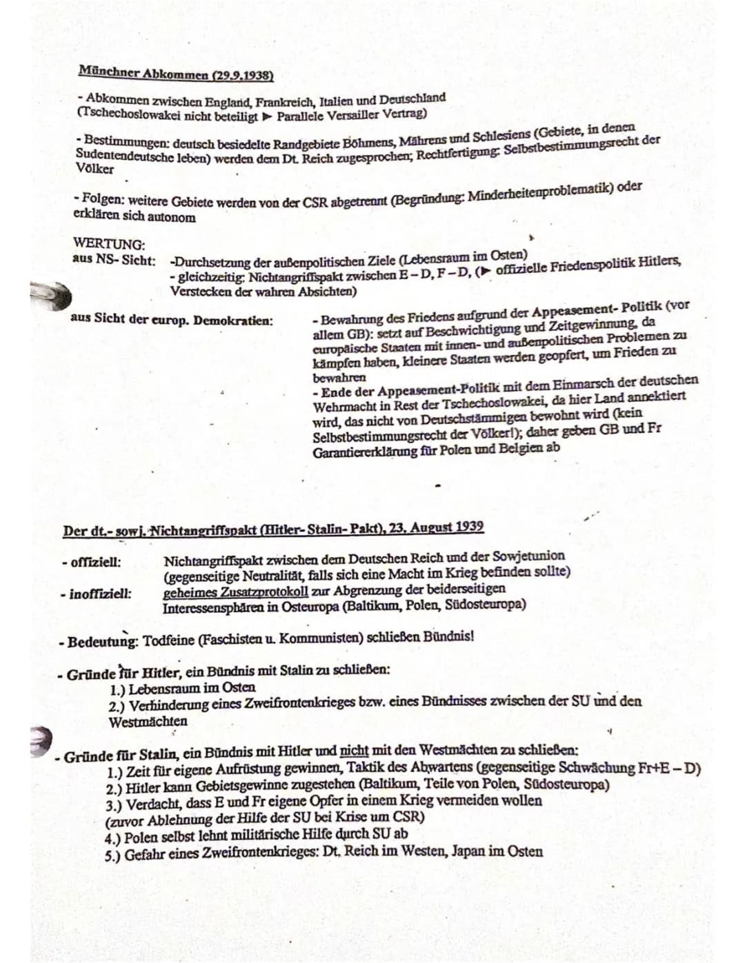 Münchener Abkommen, Hitler-Stalin-Pakt