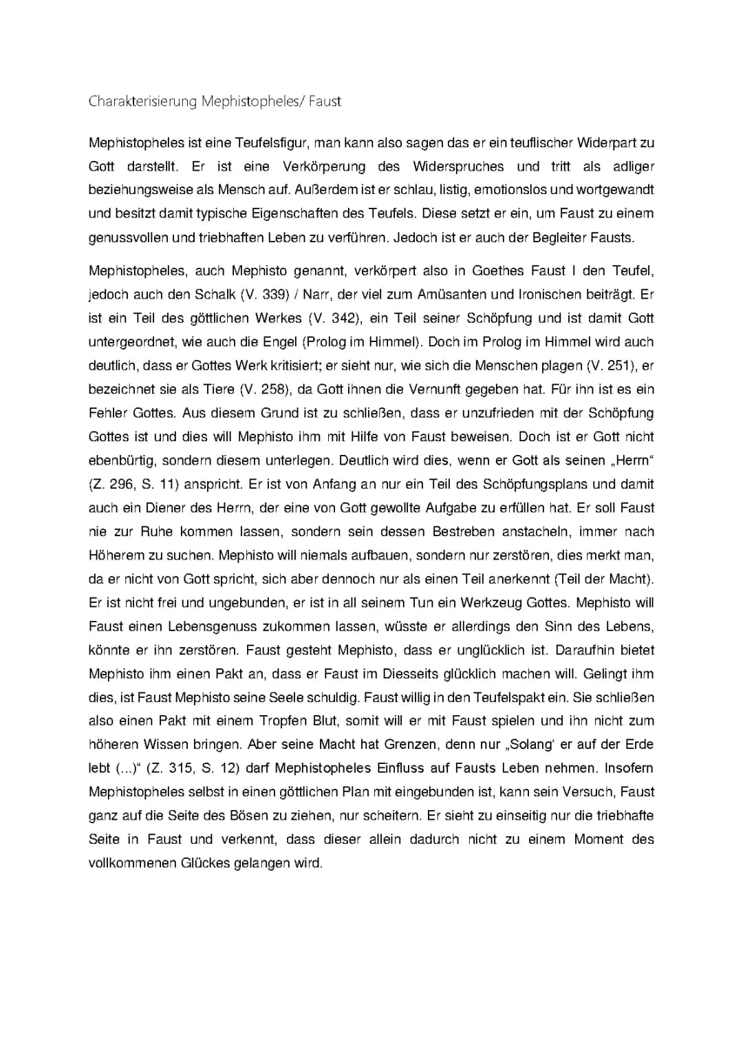 Faust und Mephisto Charakterisierung - Zitate, Versangaben und Bedeutung