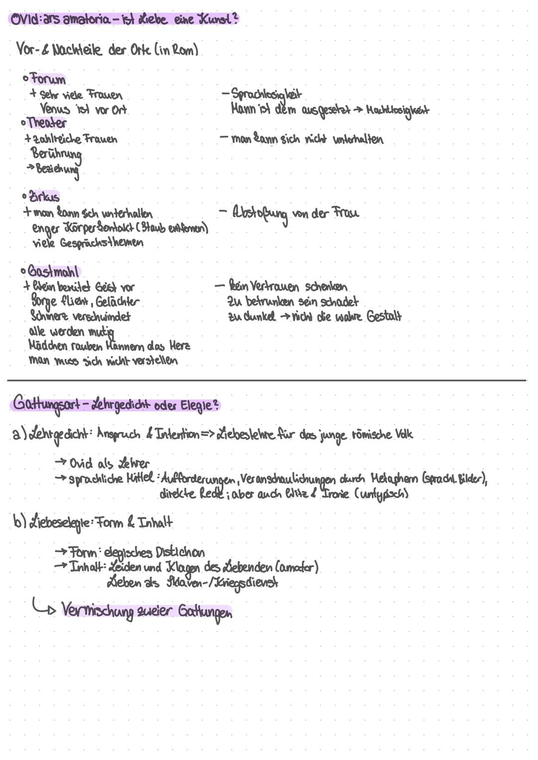 Ovid ars amatoria - ist Liebe eine Kunst?
Vor-& Nachteile der Orte (in Rom).
• Forum.
+Sehr viele Frauen
Venus ist vor Ort.
• Theater
+zahlr