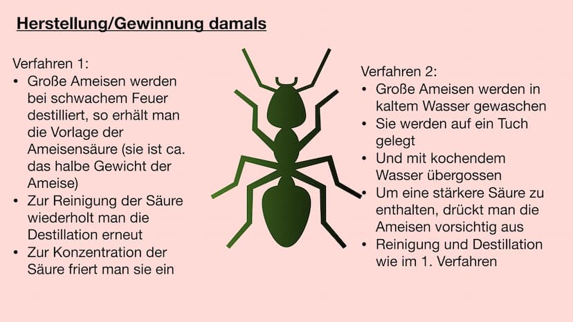 Ameisensäure Geschichte der Ameisensäure
●
Einige Naturalisten und Alchemisten beobachteten Anfang des 15.
Jahrhunderts, wie Ameisen eine sa