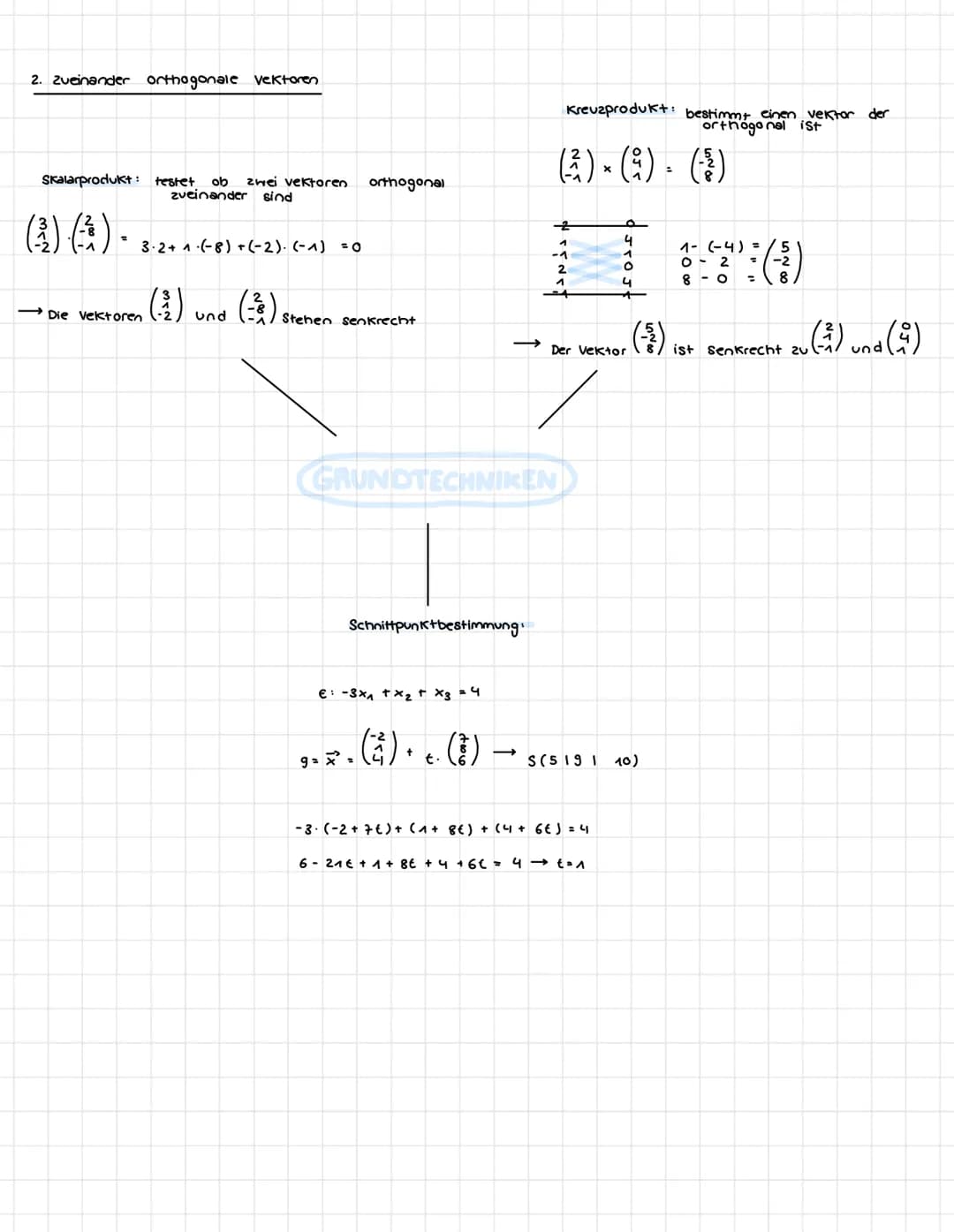 KAPITEL VI. Geraden und Ebenen
1. Grundwissen
-
Betrag eines Vektors
HATHE KLAUSUR 4.
|7²|= 2² + 6²
Einheitsvektor
ev = 1
Gegenseitige Lage 
