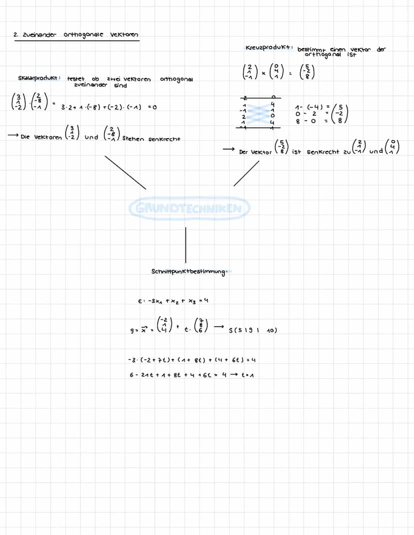 KAPITEL VI. Geraden und Ebenen
1. Grundwissen
-
Betrag eines Vektors
HATHE KLAUSUR 4.
|7²|= 2² + 6²
Einheitsvektor
ev = 1
Gegenseitige Lage 