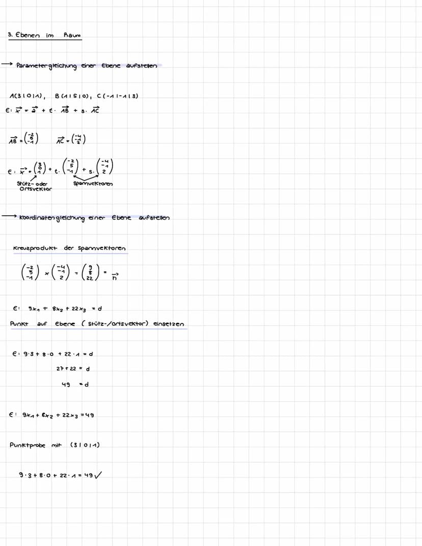 KAPITEL VI. Geraden und Ebenen
1. Grundwissen
-
Betrag eines Vektors
HATHE KLAUSUR 4.
|7²|= 2² + 6²
Einheitsvektor
ev = 1
Gegenseitige Lage 