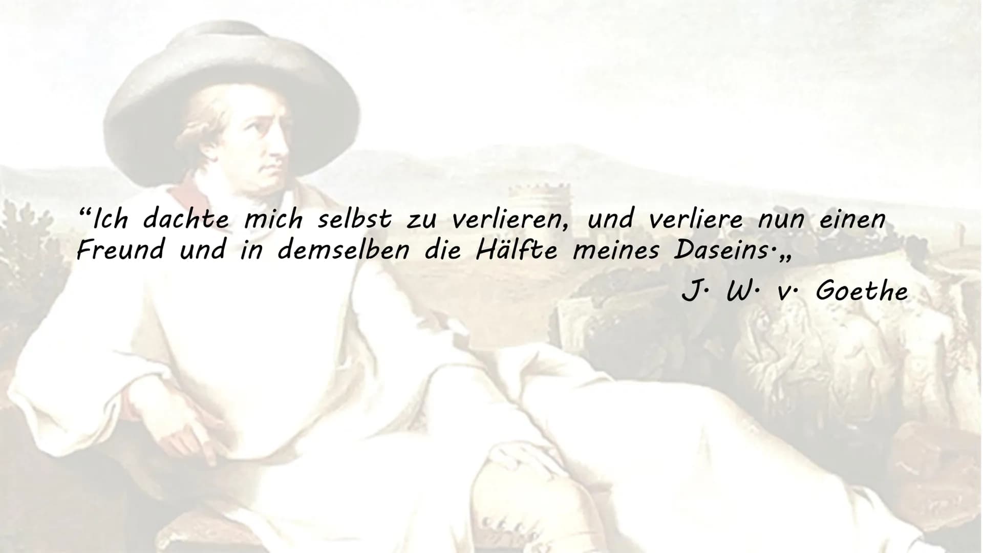 JOHANN WOLFGANG VON GOETHE
leben
geboren: 28. August 1749 in Frankfurt am Main
• erhielt mit Schwester Cornelia Frederike teils vom Vater Pr