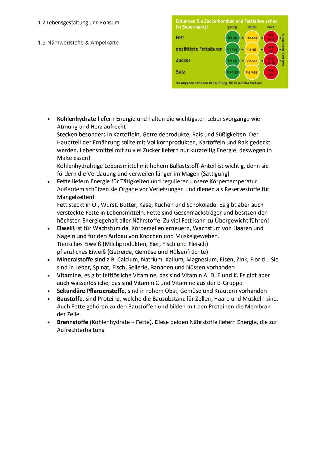 1.2 Lebensgestaltung und Konsum
AES
1.1 Qualitätsfächer
Ökologischer Wert
Ist das Produkt saisonal und regional?
Belastet die Produktion/Han